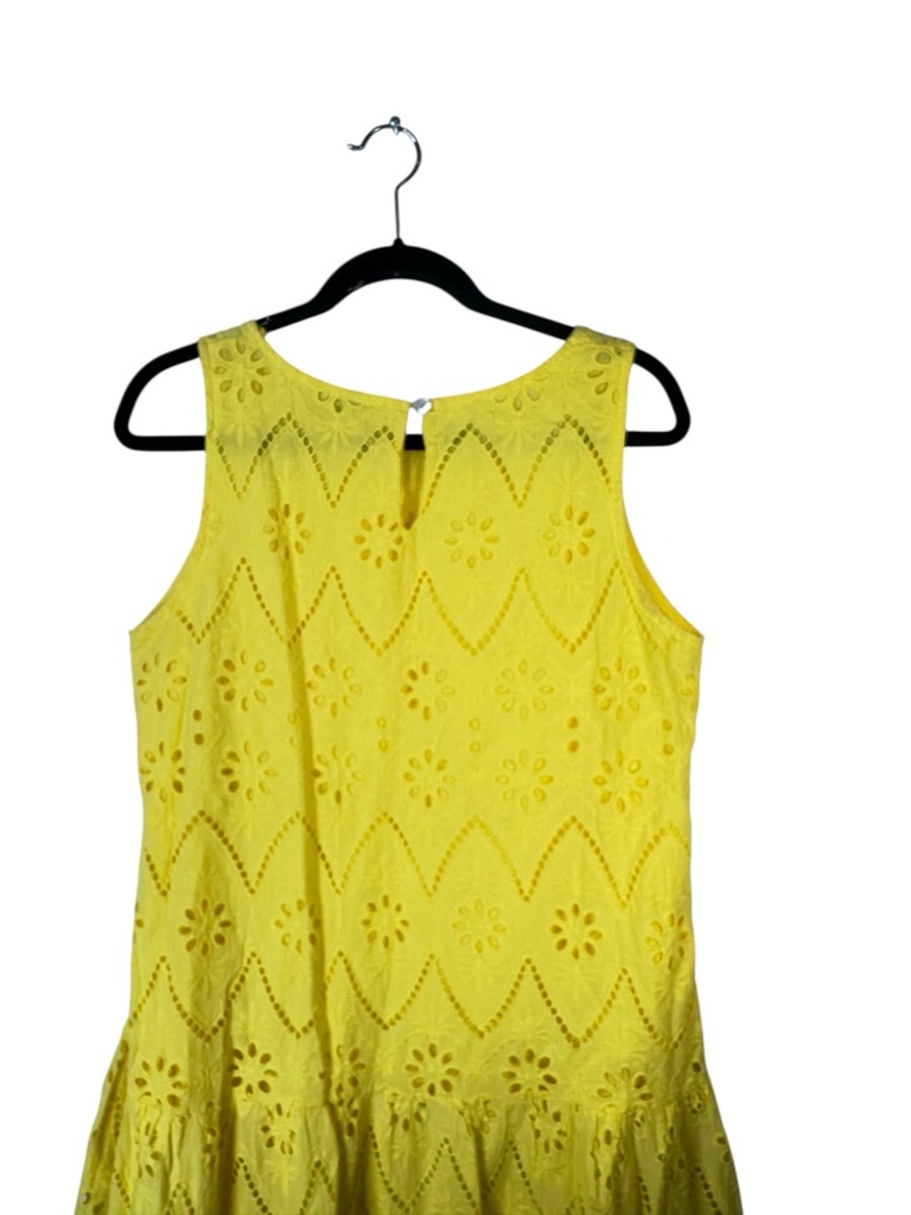 Valentina Naldi Eyelet High Low Dress Yellow Sleeveless Resort Medium Coastal - Picture 8 of 15